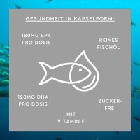 SUNLIFE® Omega 3 Kapseln 1000 mg 60 Stk Fischöl Herzgesundheit Nahrungsergänzung Gehirnfunktion Gesundheitsförderung + 180 mg EPA & 120 mg DHA