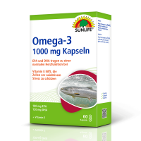 SUNLIFE® Omega 3 Kapseln 1000 mg 60 Stk Fischöl Herzgesundheit Nahrungsergänzung Gehirnfunktion Gesundheitsförderung + 180 mg EPA & 120 mg DHA