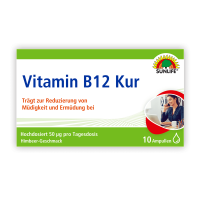 SUNLIFE® Vitamin B12 Kur 10x7ml Ampullen hochdosiert Energiestoffwechsel Energie Nervensystem + Aminosäuren & Vitamin B1 B2 B6