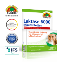 SUNLIFE® Laktase 6000 FCC Minitabletten 100 Stk Laktose-Intoleranz Laktoseabbau Milchzuckerabbau Milchzuckerunverträglichkeit