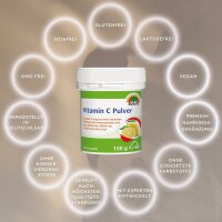 SUNLIFE® Vitamin C Pulver Zitronengeschmack 100g Immunsystem Abwehrkräfte Pulver Zellschutz Gesundheit + L-Ascorbinsäure