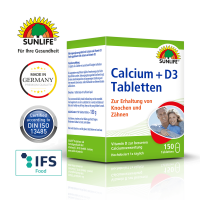 SUNLIFE® Calcium + Vitamin D3 Tabletten hochdosiert Erhalt von Knochen & Zähnen 400 mg Calcium, 5 mg Vitamin D3