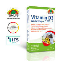 SUNLIFE® Vitamin D3 Wochendepot 20 Tabletten Knochen Zähne Langzeitwirkung Immunsystem Gesund Sonnenvitamin