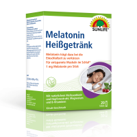 SUNLIFE® Melatonin Heißgetränk Kirschgeschmack zum Einschlafen Schlafhilfe Schlafmittel 1 mg + Melissen Extrakt Hopfen Extrakt