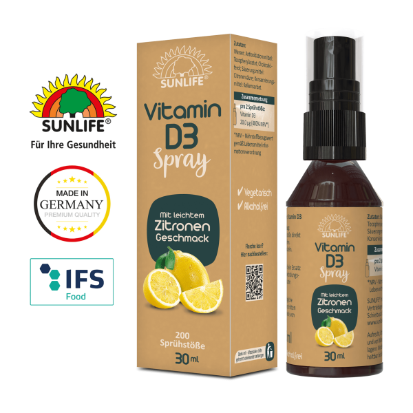 SUNLIFE® Vitamin D3 Spray Knochen Zähne Immunsystem Gesund Sonnenvitamin