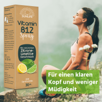 SUNLIFE® Vitamin B12 Spray hochdosiert Energie & Nervensystem Unterstützung + vegane Nährstoffe & Vitalboost