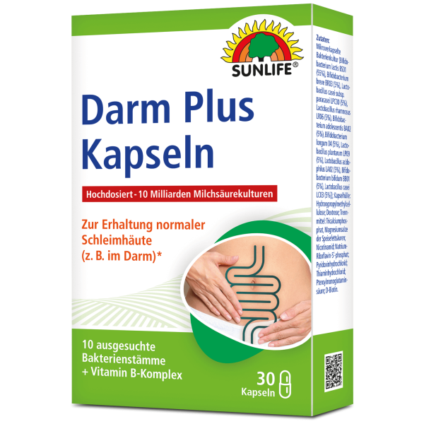 SUNLIFE® Darm Plus Kapseln – 10 Milliarden aktive Bakterien & Vitamine für optimale Darmflora & Darmgesundheit