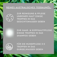 SUNLIFE® Australisches Teebaumöl 30 ml Terpene Pflegeöl Reinigend Natürlich Hautpflege Porenreinigung Pickel + schnelles Einziehen und Vitamin E