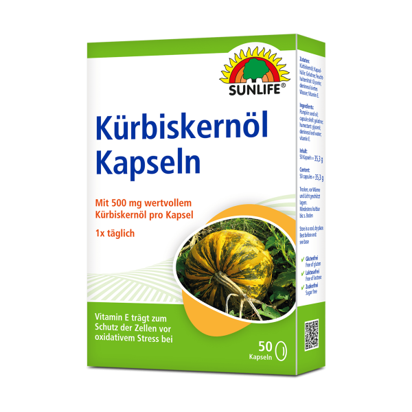 SUNLIFE® Kürbiskernöl Kapseln 500 mg +...