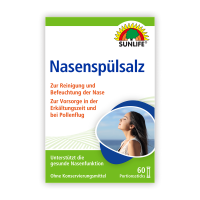 SUNLIFE® Nasenspülsalz 60 Stk zur Nasenreinigung bei Schnupfen Erkältung/Pollen + Befeuchtung mit hochwertiges Natriumchlorid