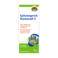 SUNLIFE® Spitzwegerich Hustensaft V 200 ml Abhusten Schleimlösend Bronchien Reiz Schleimhautentzündung gereizte Schleimhäute + Antibakteriell