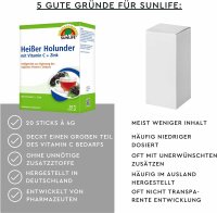 SUNLIFE® Heißer Holunder 20 Sticks Gesundheit Husten + Vitamin C & Zink Wärmend